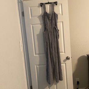Black and white stripe jumpsuit